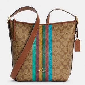 NWT COACH C5641 Val Duffle In Signature Canvas With Stripe